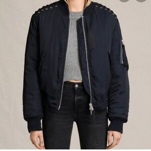 AllSaints Blue Bomber Jacket